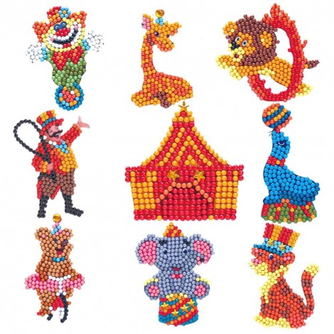 DIY Full Drill Round Cartoon Circus Troup Diamond Painting Puzzle Stickers