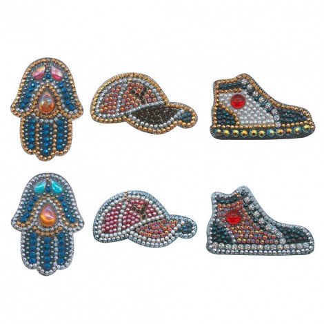 6pcs Cartoon Gloves Hat Shoes DIY Special Shaped Diamond Keychain