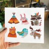 Xmas Elk Owl Animal  DIY Round Drill Diamond Sticker