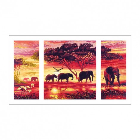 3pcs/set Elephant-Full Round Diamond Painting - 80x45cm