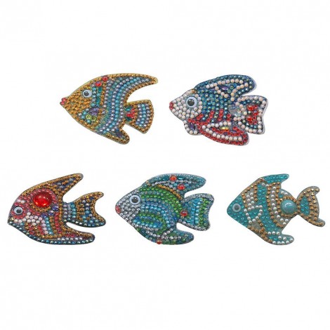 5pcs DIY Cartoon Fish Diamond  Keychain