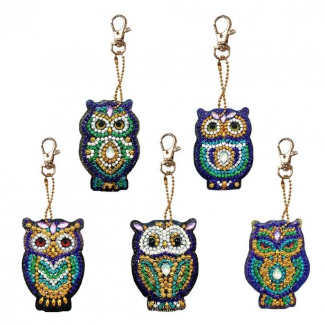 5pcs/Set DIY Cartoon Bird Full Drill Diamond Keychain