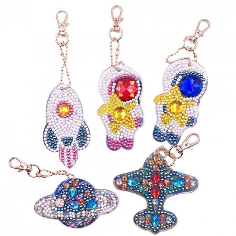 Planet 5pcs DIY Full Drill Special Shaped Diamond  Keychain
