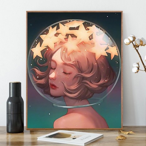 Beautiful Girl-Full Round Diamond-30x40cm