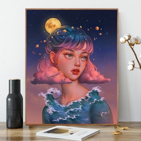 Beautiful Girl-Full Round Diamond-30x40cm