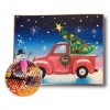 Christmas Car Snowman - Full Round Diamond - 40*30cm