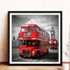 Double-Decker Bus In Front Of Big Ben - Full Round Diamond - 30*30cm