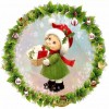 Christmas Girl With Envelope - Full Round Diamond - 40*40cm