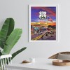 US 66 Motorcycle - Full Round Diamond - 40x50cm