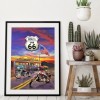 US 66 Motorcycle - Full Round Diamond - 40x50cm