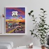 US 66 Motorcycle - Full Round Diamond - 40x50cm
