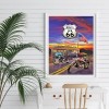 US 66 Motorcycle - Full Round Diamond - 40x50cm