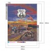 US 66 Motorcycle - Full Round Diamond - 40x50cm