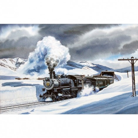 Snow Mountain Train - Full Round Diamond - 40x30cm