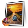 Car Sunset - Full Round Diamond - 35x45cm