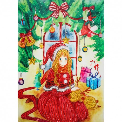 Christmas Girl - Special Shaped Diamond - 30x40cm