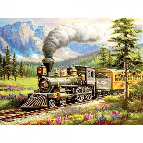 Forest Train - Full Round Diamond - 40x30cm