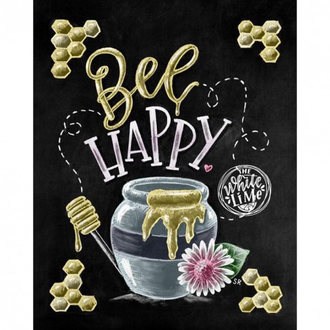 Bee Happy - Full Round Diamond - 30x40cm