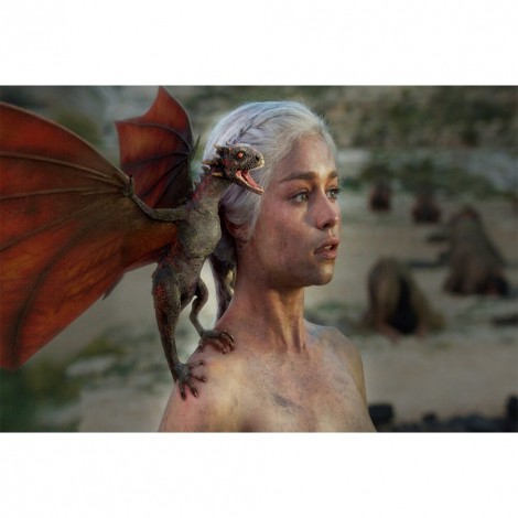 Woman with Dragon - Full Round Diamond - 45x30cm