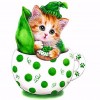Kitten Animal - Full Round Diamond - 30x30cm