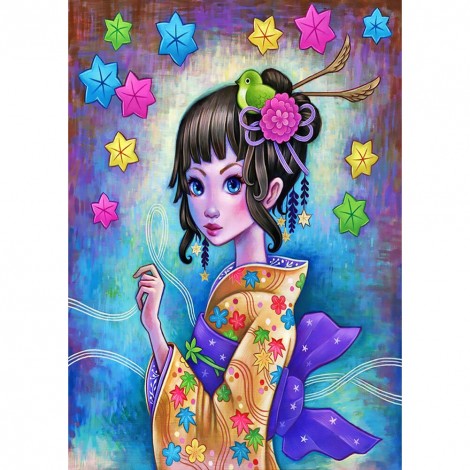 Illustration Girl - Full Round Diamond - 30x40cm