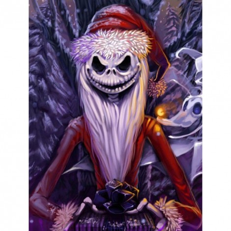 Christmas Skull - Full Round Diamond - 30x40cm