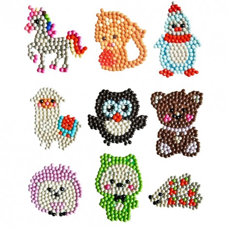 9pcs DIY Diamond Painting Puzzle Cartoon Animal Stickers Kit Book/Cup Decor