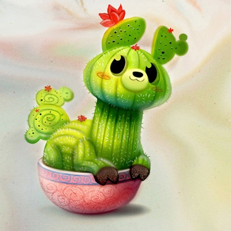 Toucan Cactus-Round Diamond-30x30CM