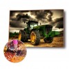 Tractor Side View - Full Round Diamond - 40x30cm