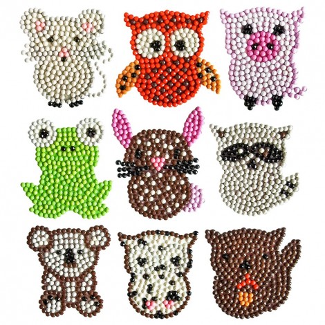 9pcs DIY Diamond Painting Cute Animals Puzzle Stickers Kit Book/Cup Decor