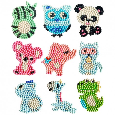 9pcs Handmade Resin Diamond Painting Stickers Cartoon Animal Book Decals
