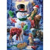 Xmas Snowman 5D DIY Full Round Diamond Painting Mosaic Decor Beadwork Kits