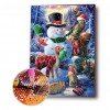 Xmas Snowman 5D DIY Full Round Diamond Painting Mosaic Decor Beadwork Kits