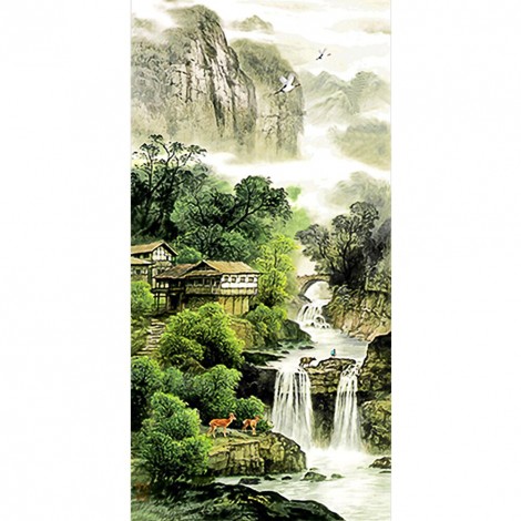 Chinese Style Spring Tree Autumn Frost Illustration - Full Round Diamond - 45*85cm