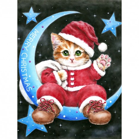 Christmas Cat - Full Round Diamond - 30*40cm