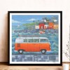 Bus and Houses - Full Round Diamond - 30x30cm