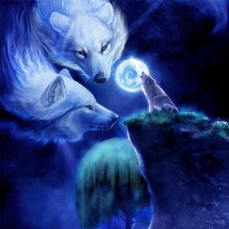 Diamond Painting Kit Animal Full Round Drill Picture Handicraft (Wolf-X104)