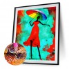 Red Dress Woman - Full Round Diamond - 30x40cm