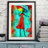 Red Dress Woman - Full Round Diamond - 30x40cm