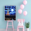 Moon Eiffel Tower - Full Round Diamond - 30x40cm