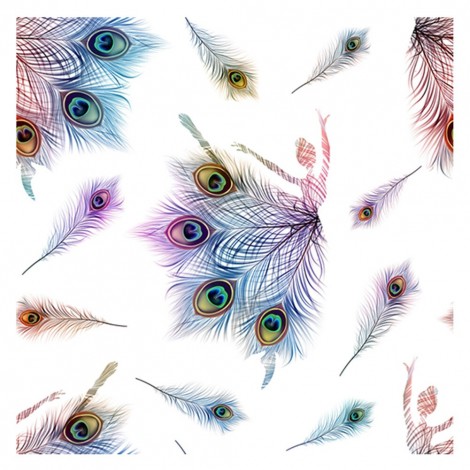Abstract Feather 5D DIY Full Round Drill Diamond Picture Decor Art Beadwork
