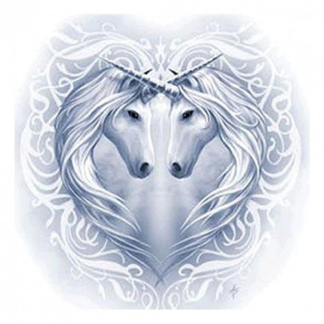 Two Horses - Partial Round Diamond - 30x30cm