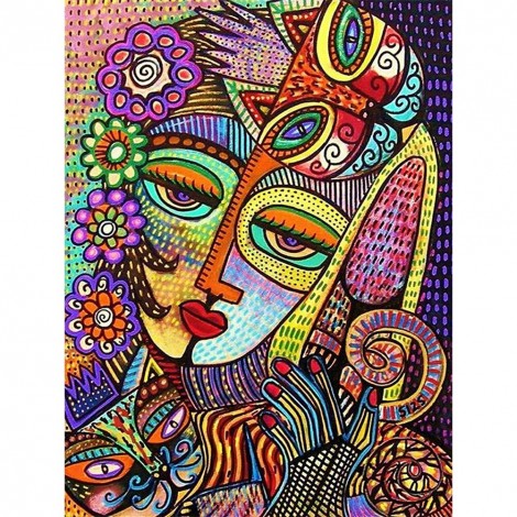 Abstract Girl - Full Round Diamond - 40x50cm