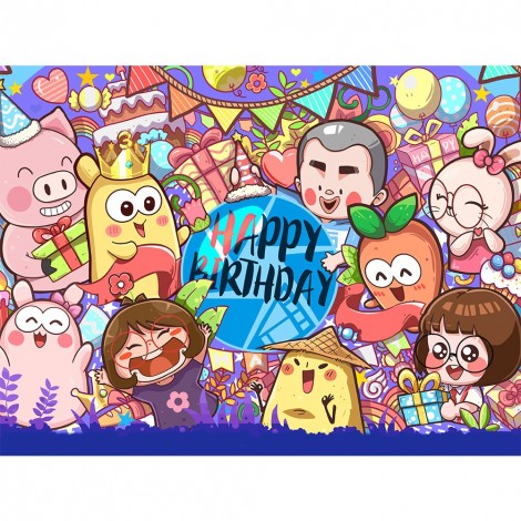 Happy Birthday Party - Full Round Diamond - 55*45cm