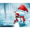 Girl and Snowman - Full Round Diamond - 40x30cm