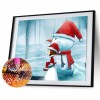 Girl and Snowman - Full Round Diamond - 40x30cm