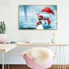 Girl and Snowman - Full Round Diamond - 40x30cm