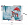 Girl and Snowman - Full Round Diamond - 40x30cm