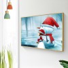Girl and Snowman - Full Round Diamond - 40x30cm