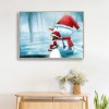 Girl and Snowman - Full Round Diamond - 40x30cm